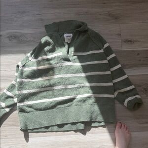 Aerie Olive and Cream V-Neck Sweater